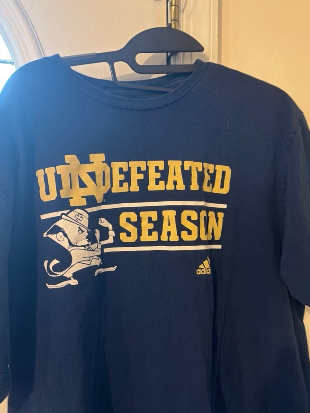 adidas Men’s Navy Long Sleeve 'Undefeated Season' Graphic Tee Notre Dame